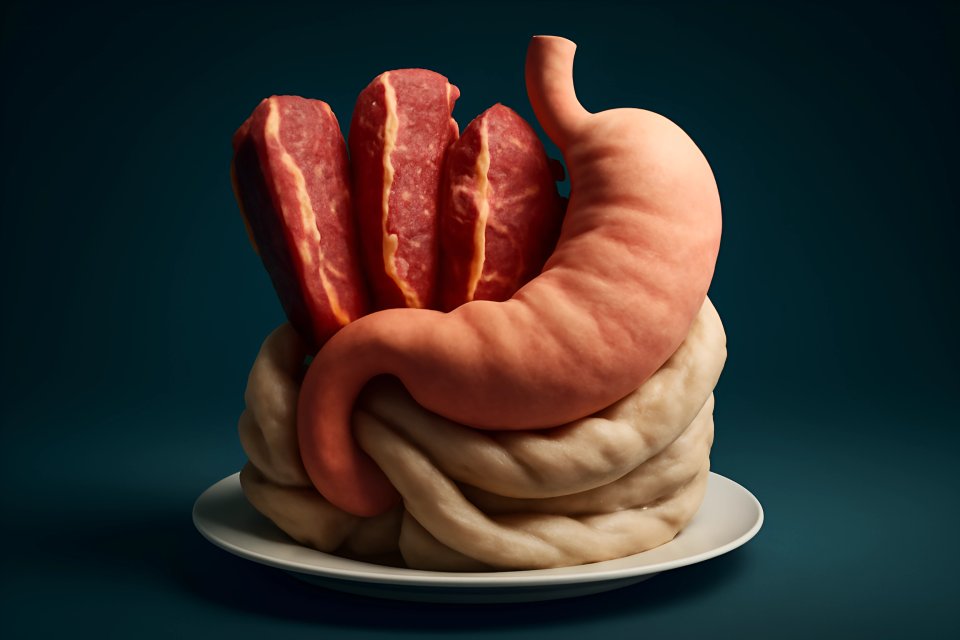 Artistic meat sculpture display