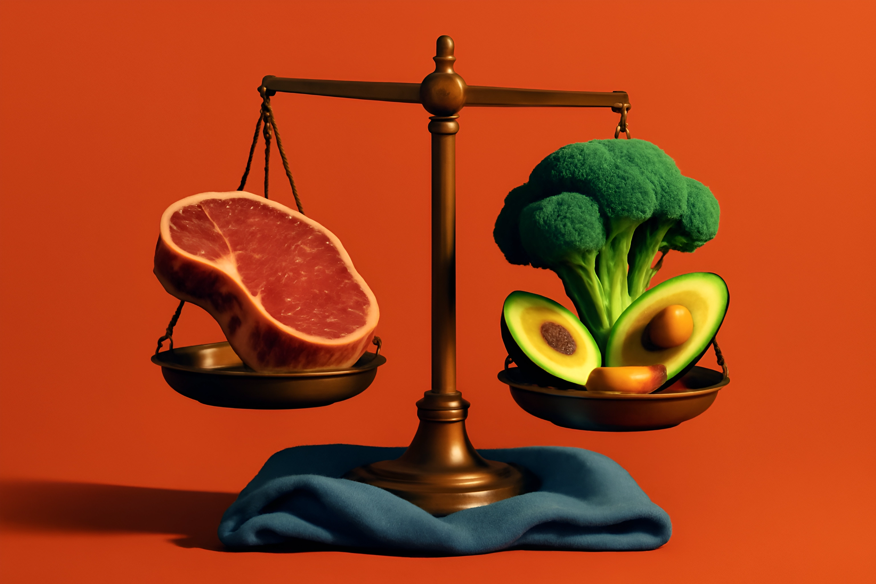 Scale with meat and vegetables