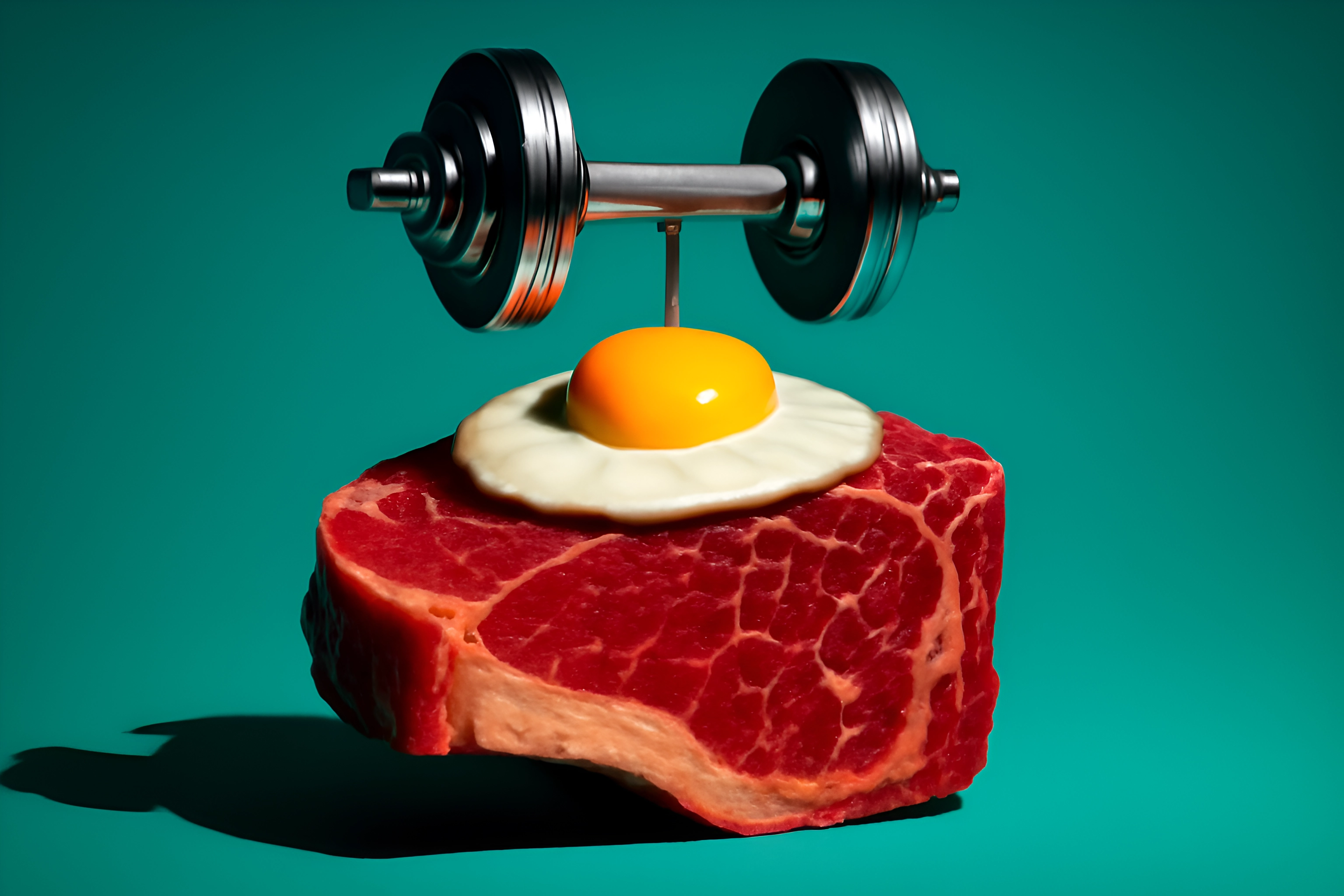 Dumbbell steak egg yolk