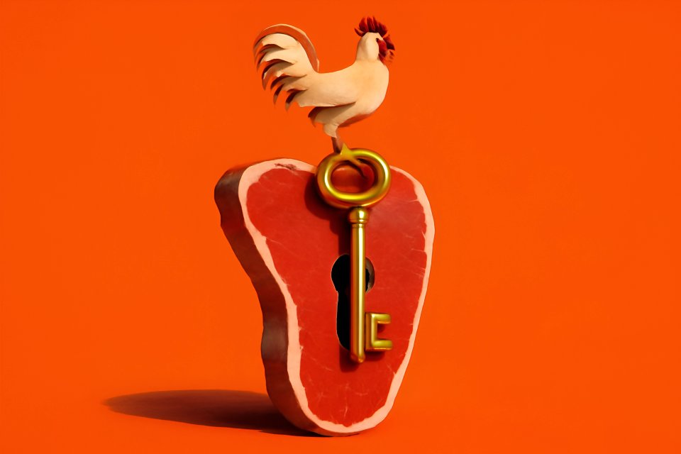 Chicken key on steak image