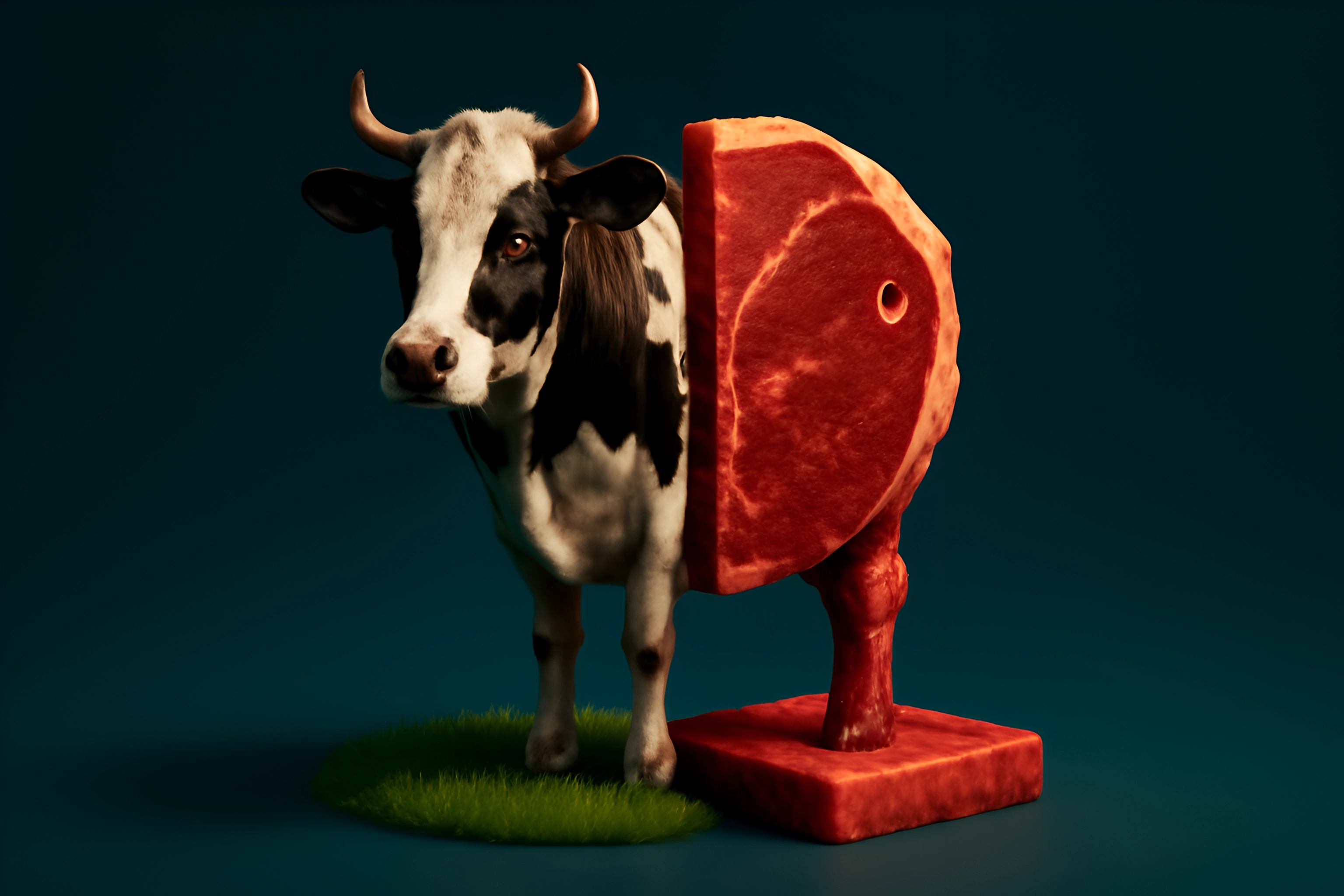 Cow and meat cut display