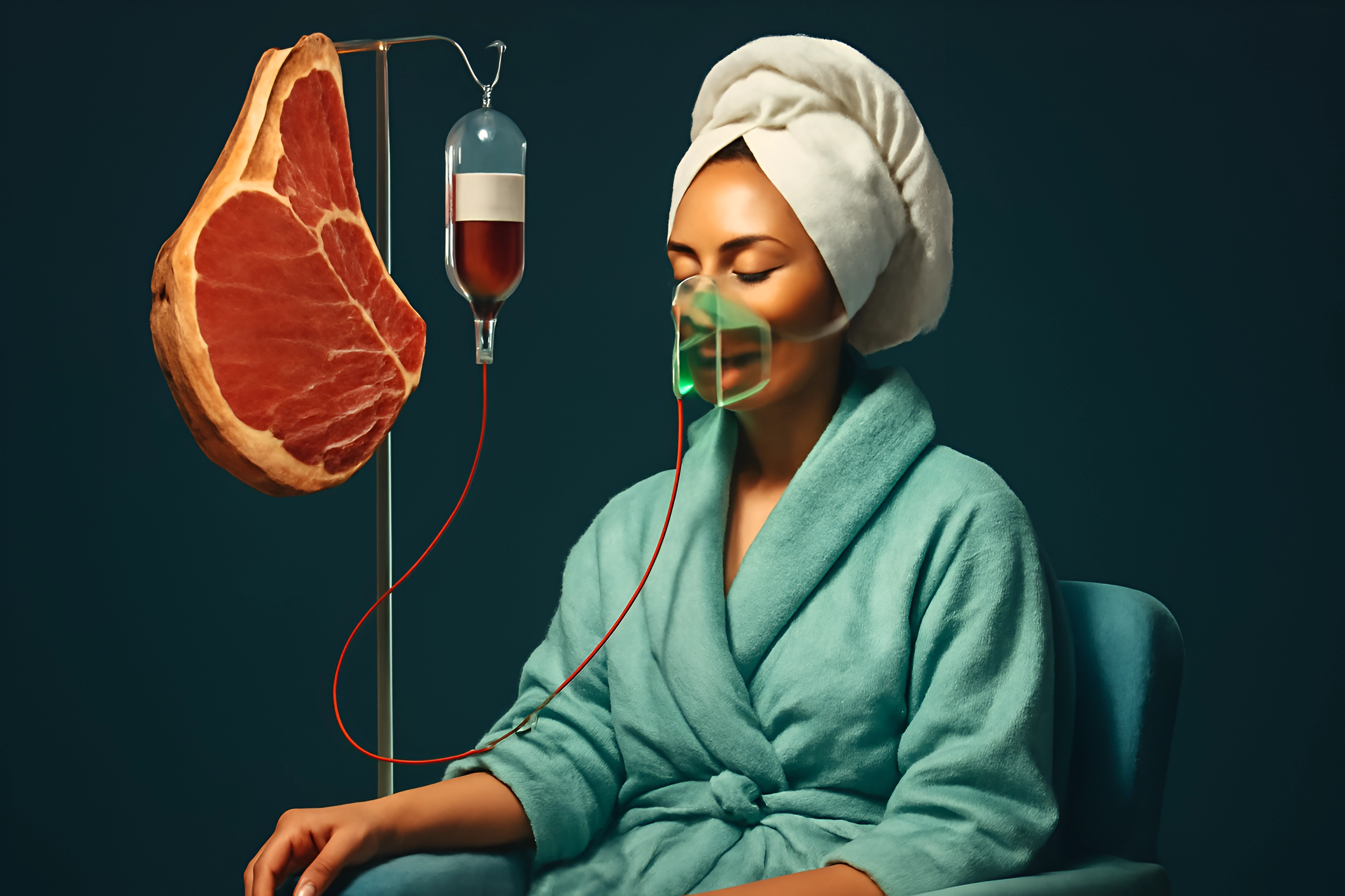 Woman enjoying meat infusion therapy