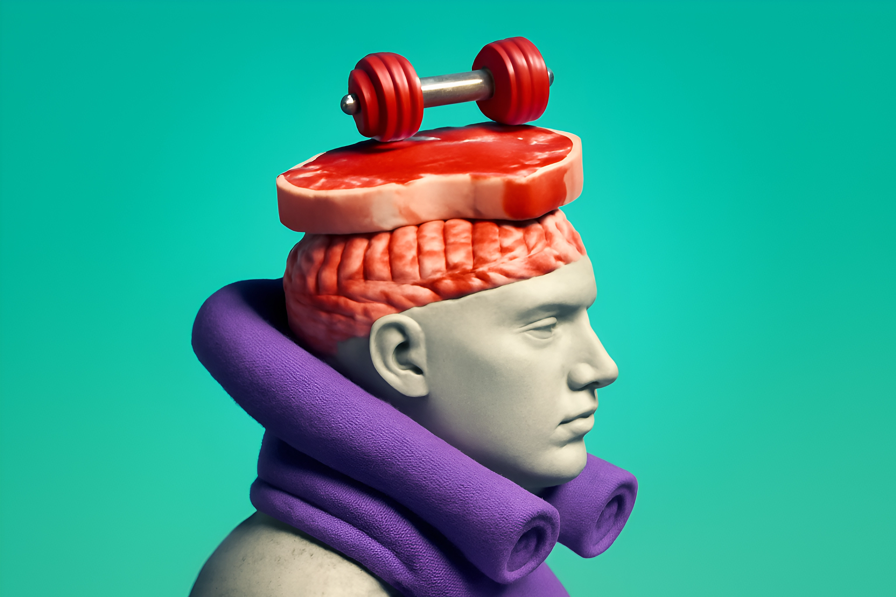 Brain with weights and meat