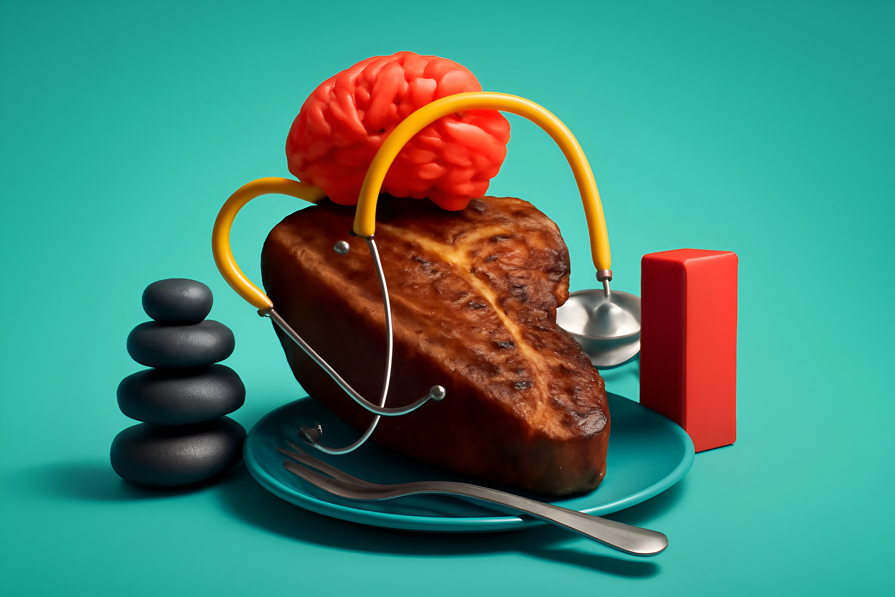 Brain and steak creative art
