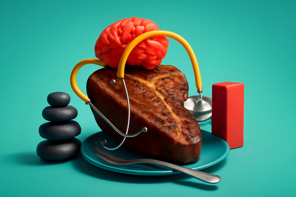 Brain and steak creative art