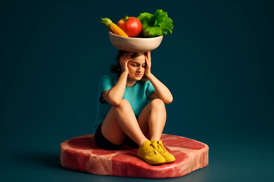 Girl balancing food on head
