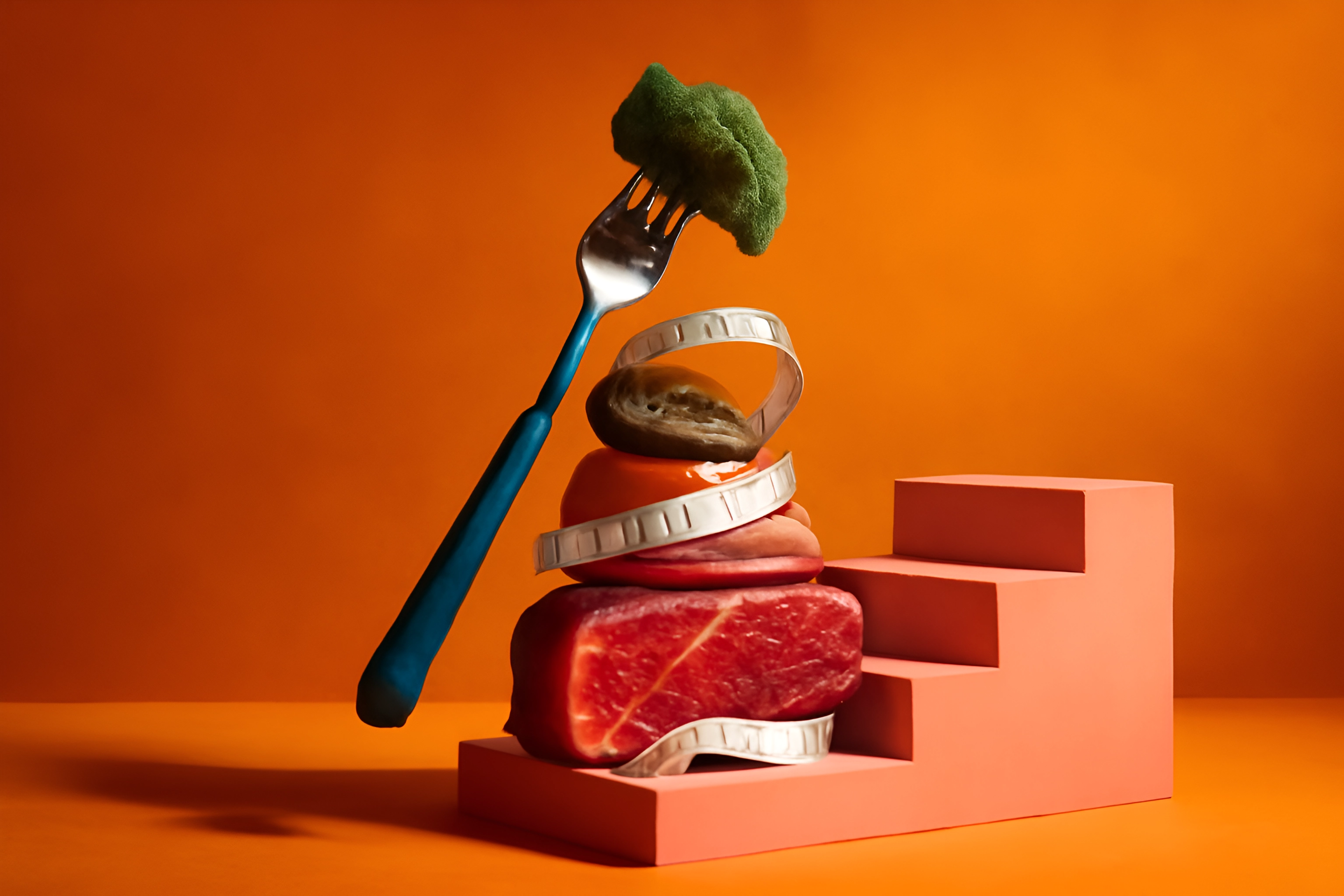 Unique food arrangement with fork