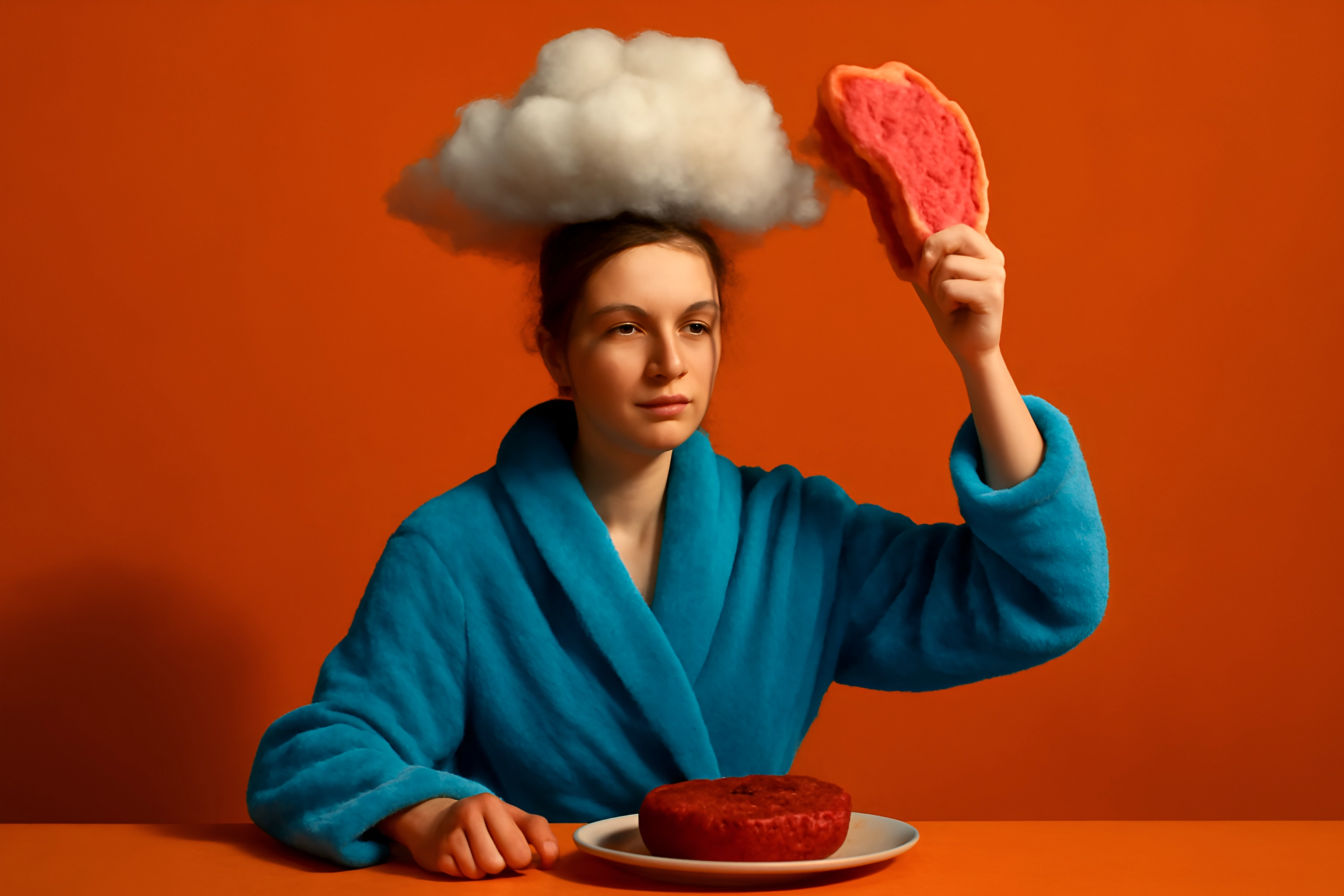 Girl with cloud and cookie