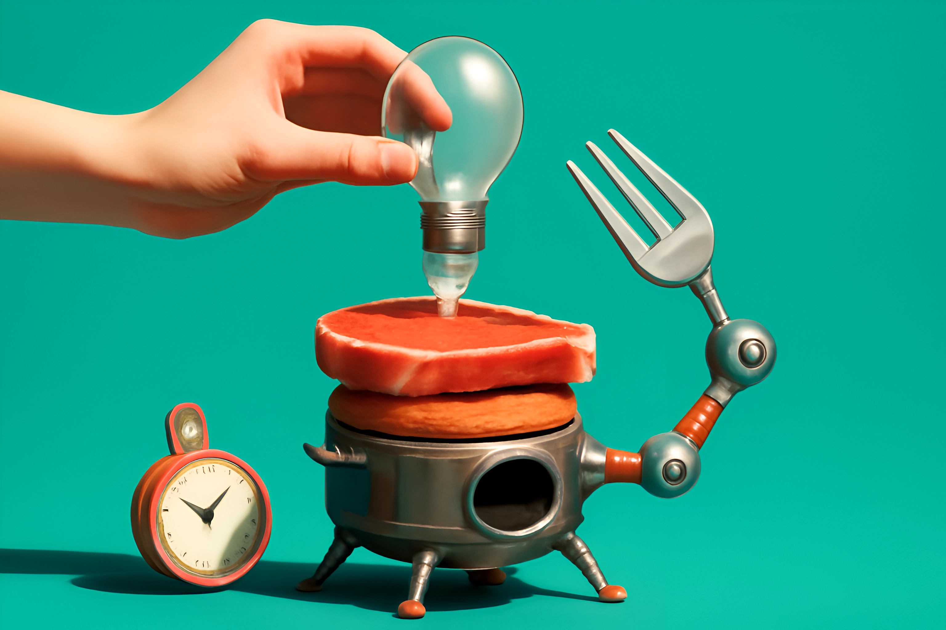 Utensile da cucina unico con una lampadina
