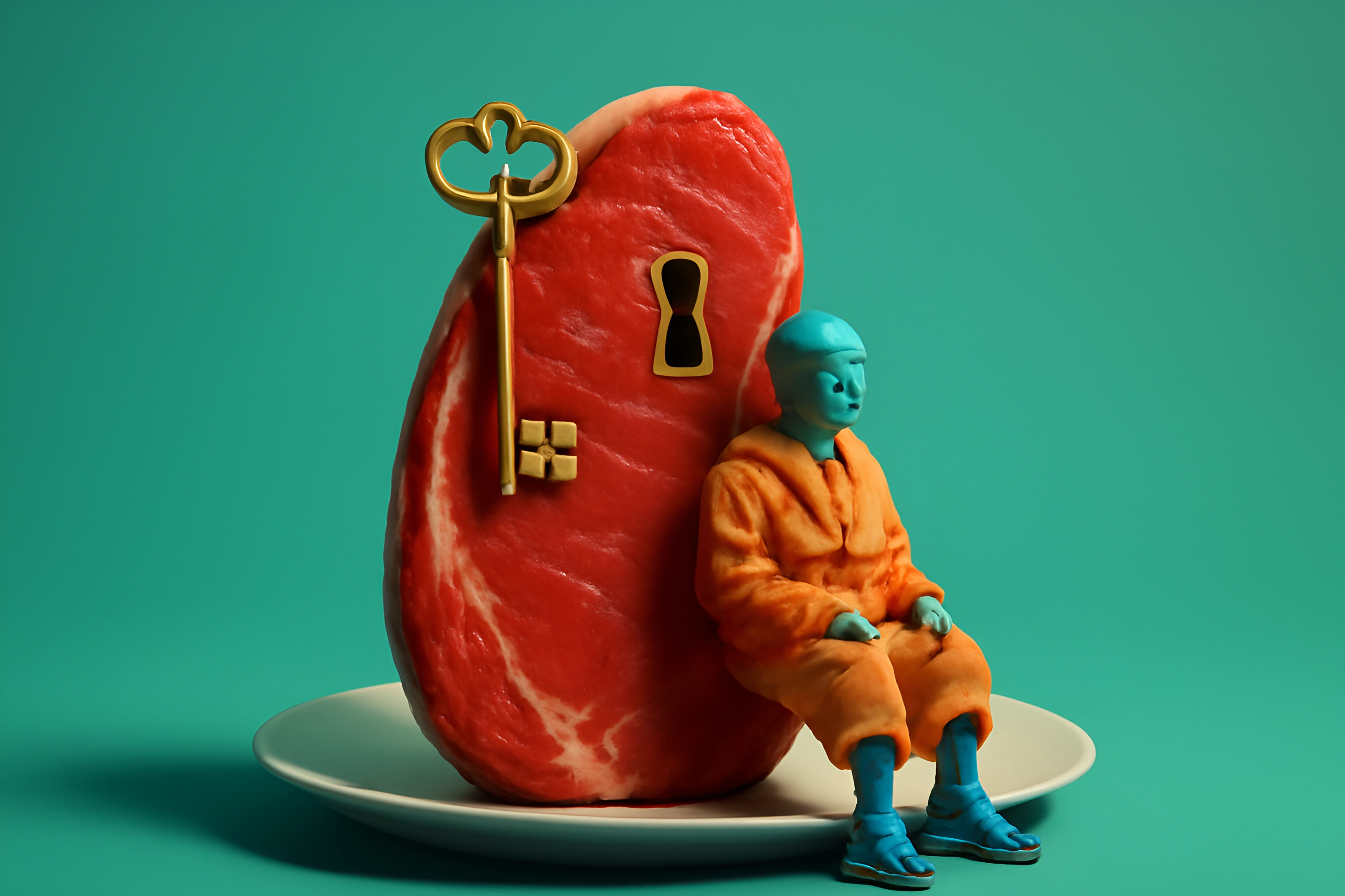 Figura vibrante e escultura de carne