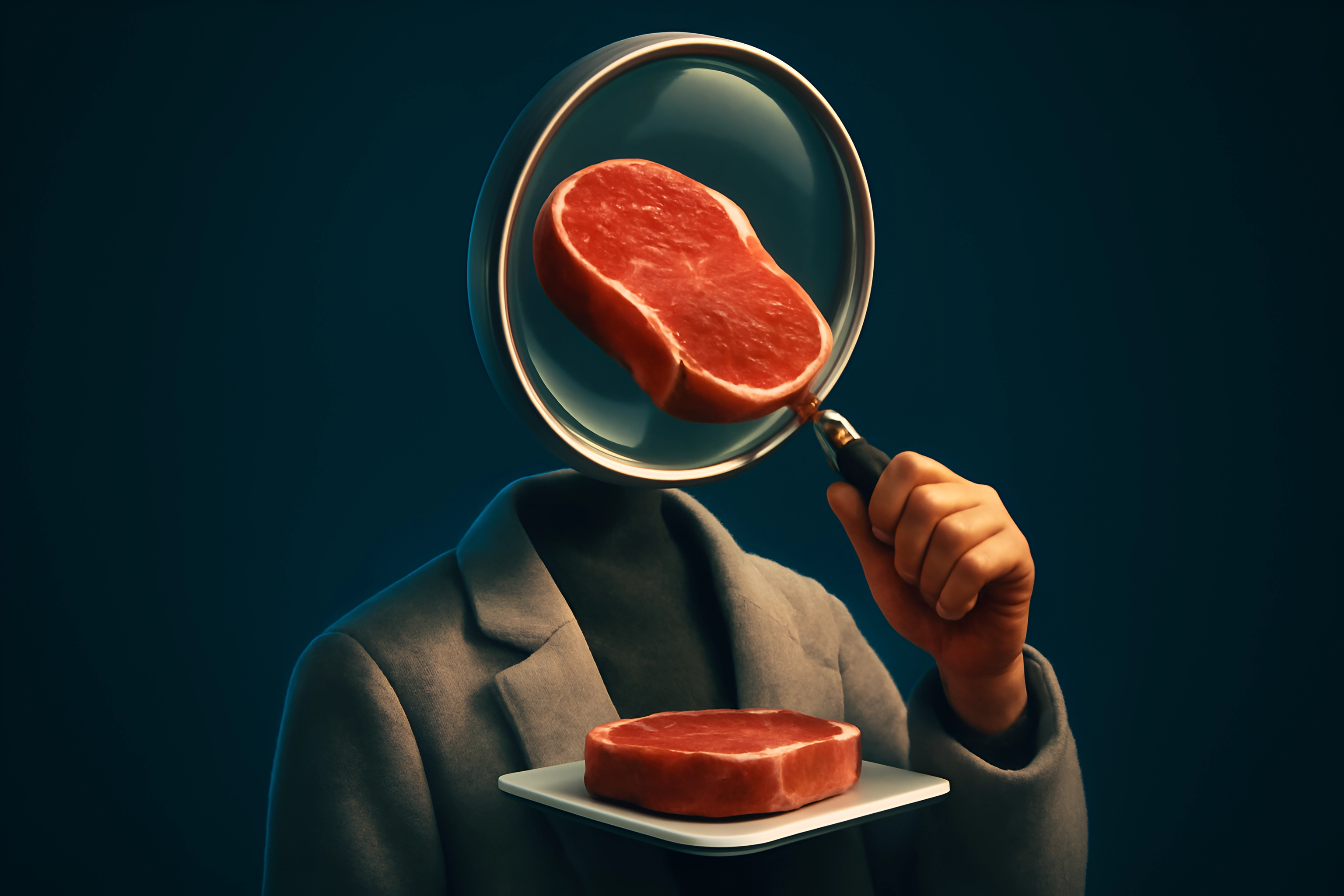 Headless figure with meat dish
