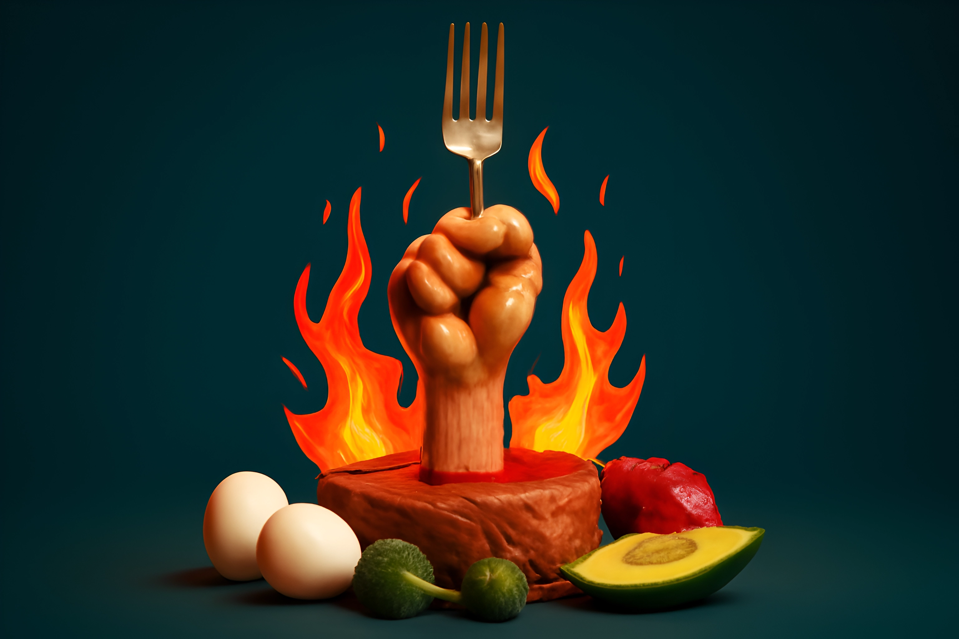 Arte culinaria creativa con fiamme