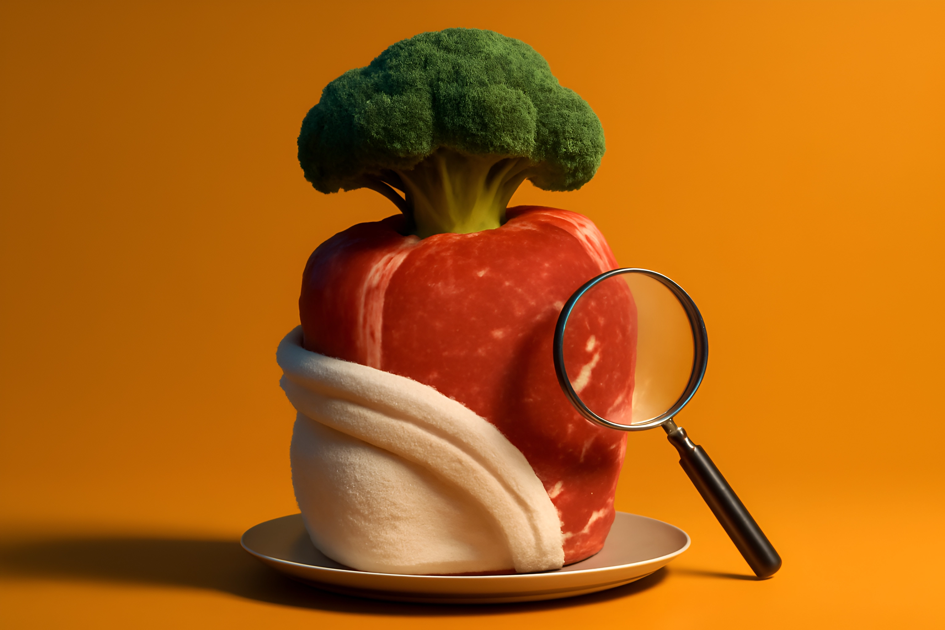 Broccoli and meat food art